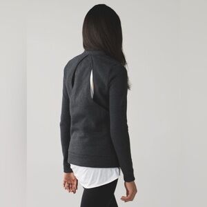 Lululemon &go Endeavor Long Sleeve Heathered Black Cut Out Back Sweatshirt